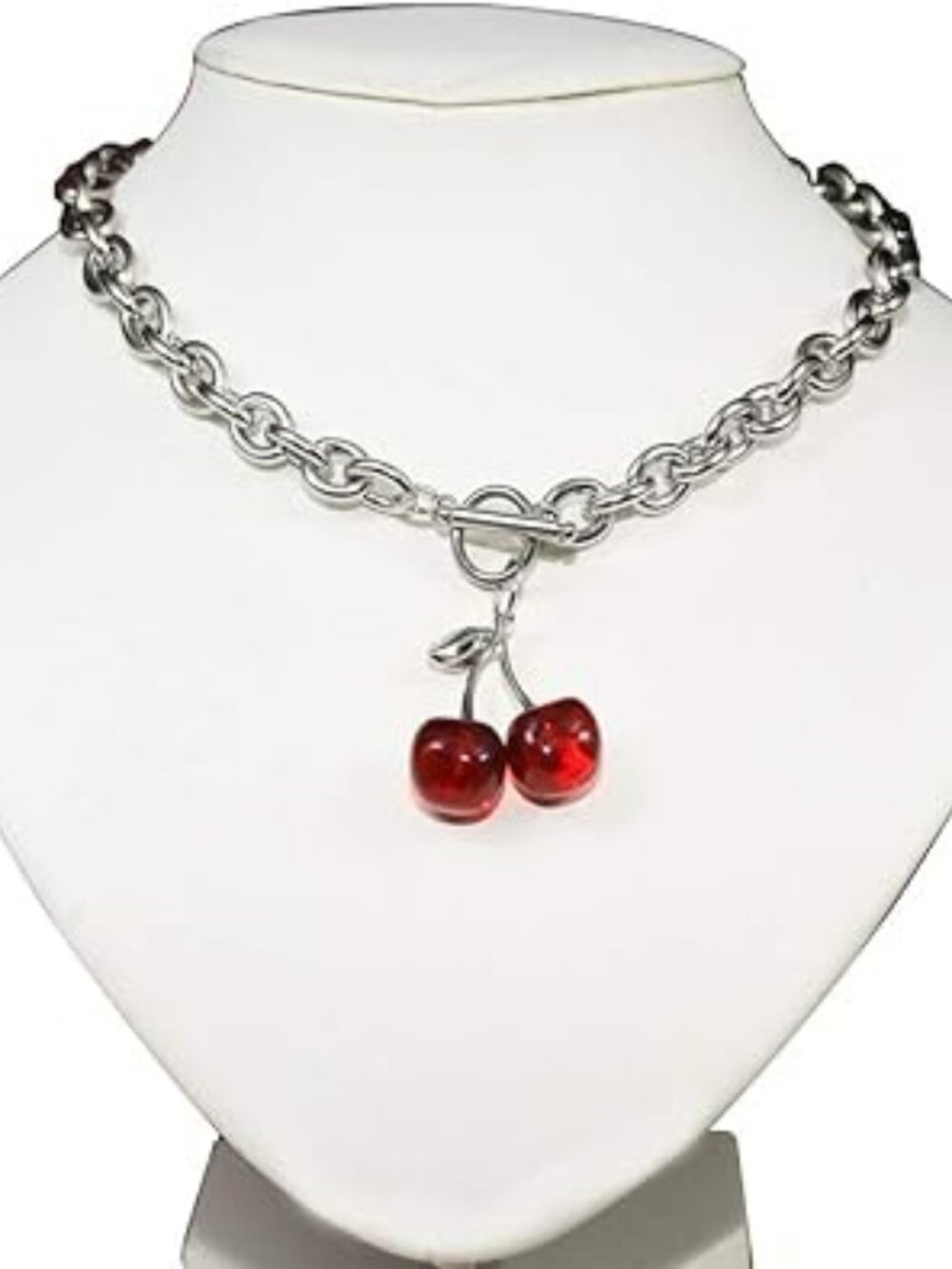 Cherry Chunky Cuban Chain Choker Necklace Y2K Punk Rock
